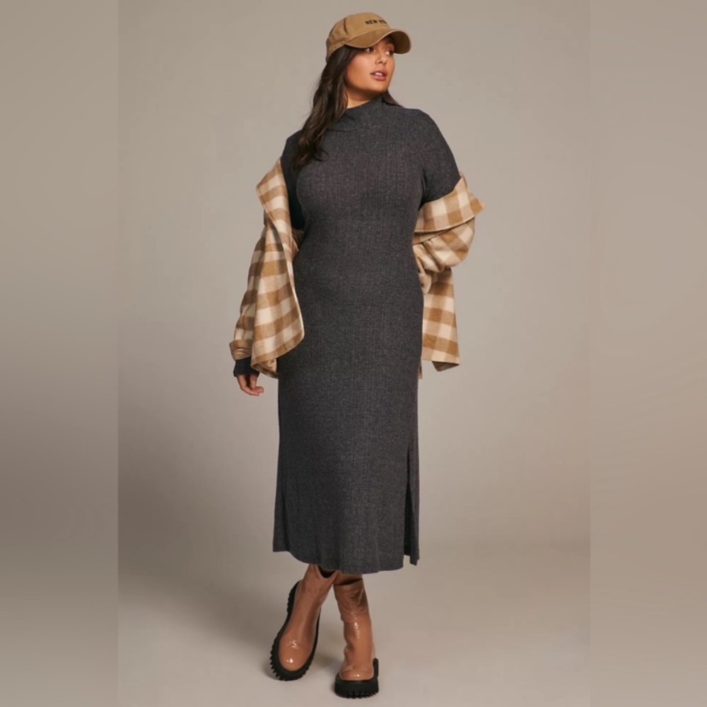 Anthropologie Dark Gray Knit Sweater Dress by Daily Practice